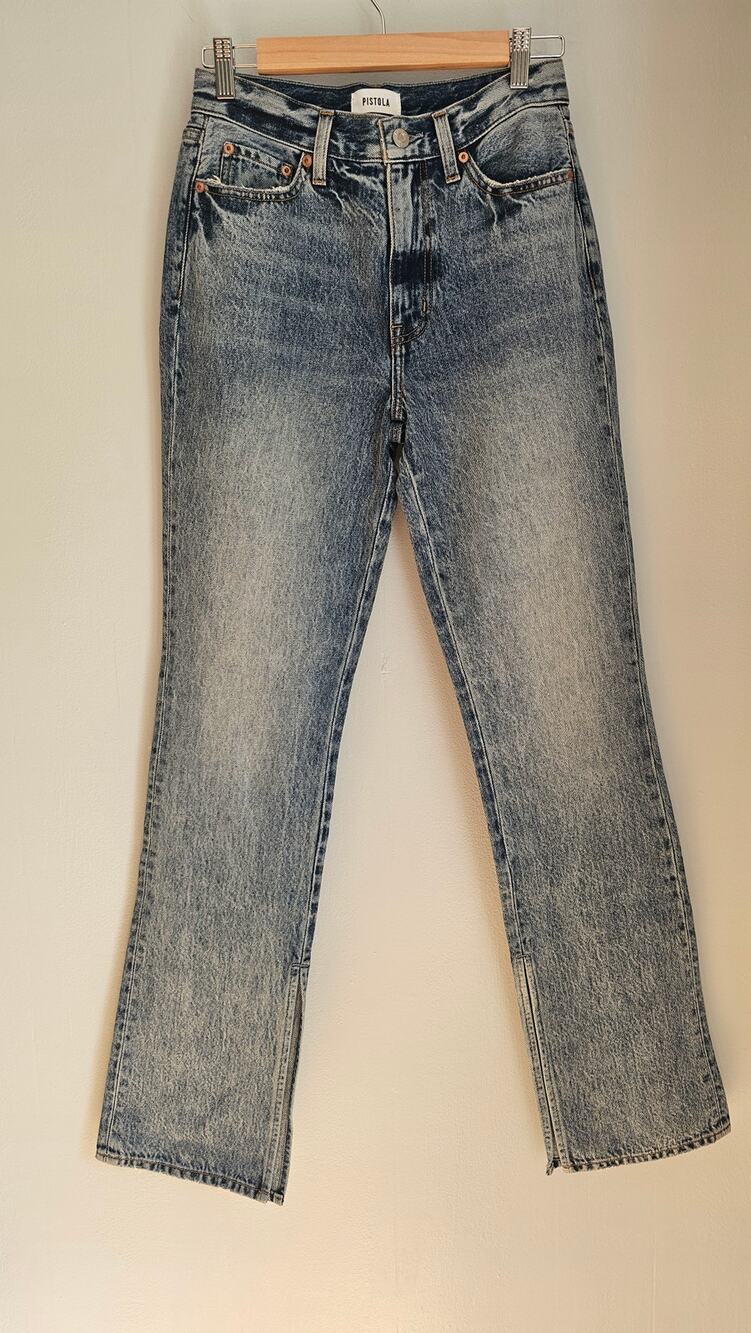 Pistola Jeans High Waist Split Hem Straight Leg Jeans Sz 27, Urban, Retail $168